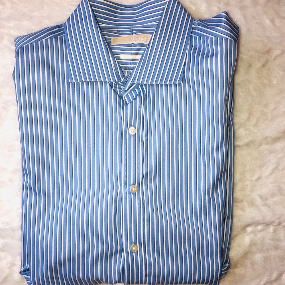 Michael Kors no iron blue /white button down shirt